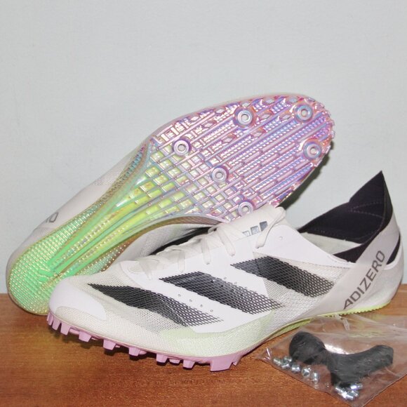 Adidas Adizero Finesse Track Spikes Mens 11.5 White Green Spark - Picture 1 of 7